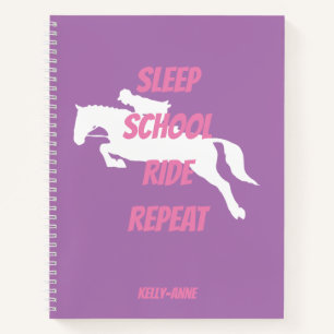 Funny Pink Horse Riding Girl Jumping School Notizbuch