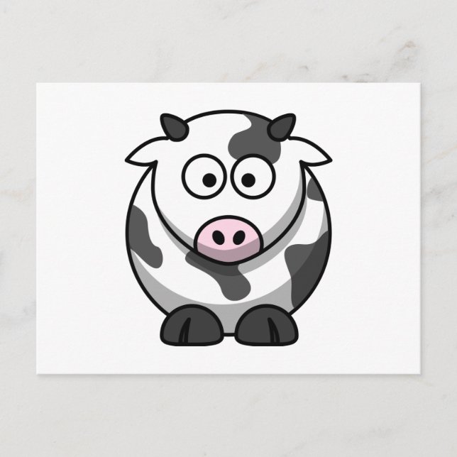 Funny Pink Nose Cartoon Kuh Farm Tier Postkarte (Vorderseite)