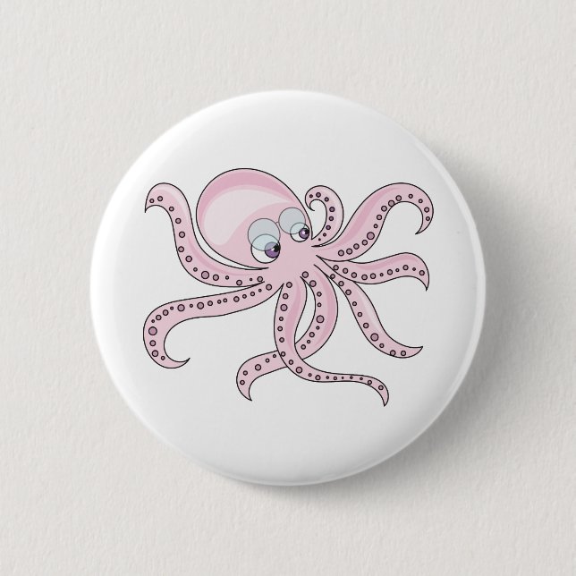 Funny Pink Octopus Button (Vorderseite)