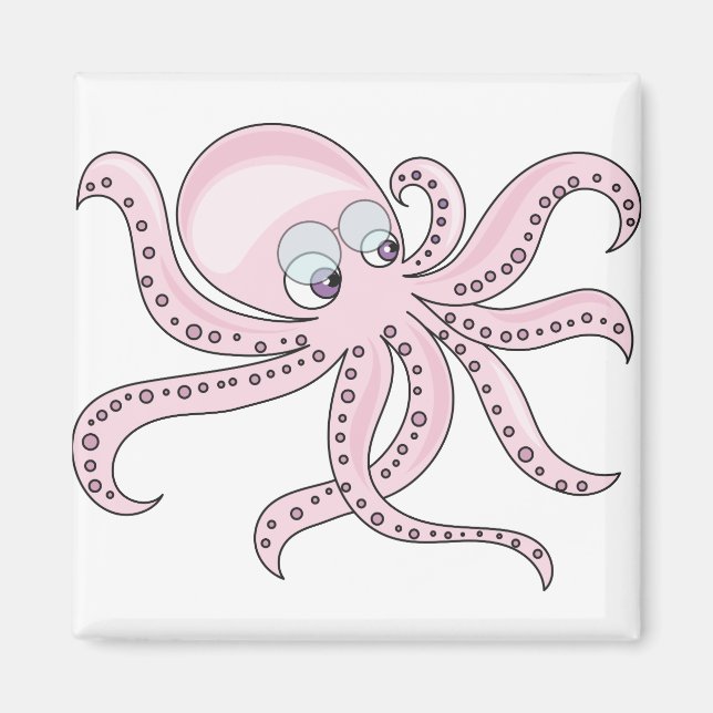 Funny Pink Octopus Magnet (Vorne)