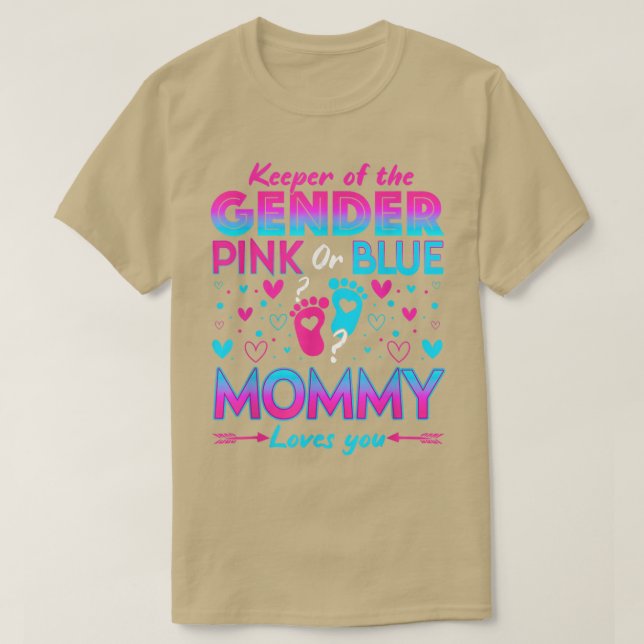 Funny Pink Or Blue Mommy Loves You Gender Reveal C T-Shirt (Design vorne)