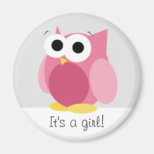 Funny Pink Owl - Es ist ein Mädchen! -Magnet Magnet