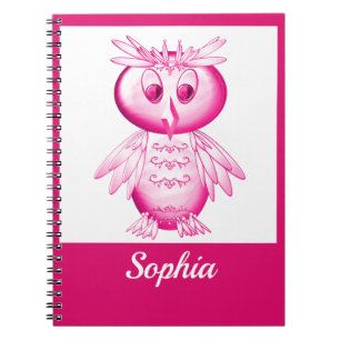 Funny Pink Owl Personalisierte Kinder Notizblock