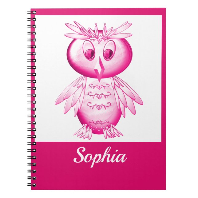 Funny Pink Owl Personalisierte Kinder Notizblock (Vorderseite)