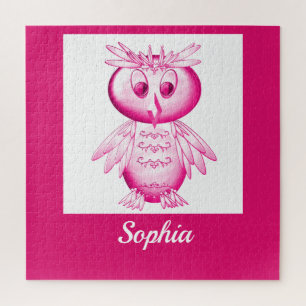 Funny Pink Owl Personalisierte Kinder Puzzle