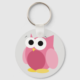 Funny Pink Owl Schlüsselanhänger