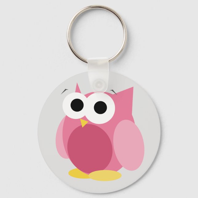 Funny Pink Owl Schlüsselanhänger (Vorderseite)