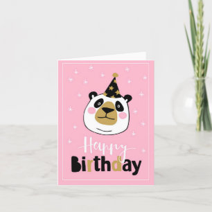 Funny Pink Panda Happy Birthday Card Feiertagskarte