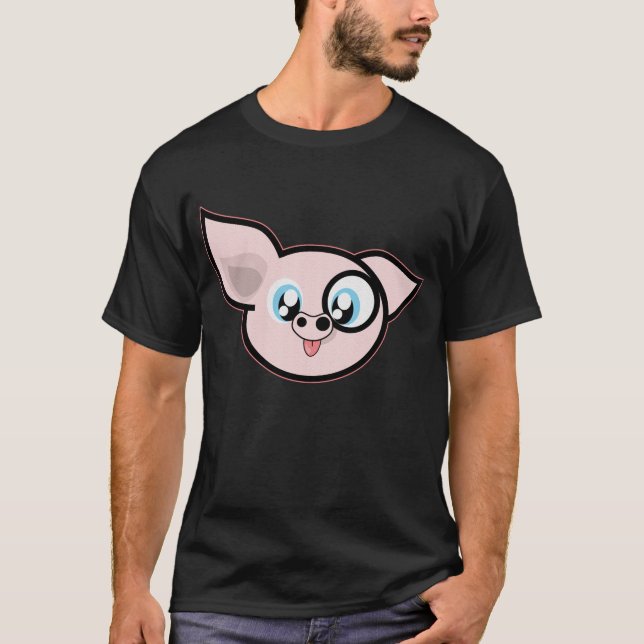Funny Pink Pig Head T-Shirt (Vorderseite)