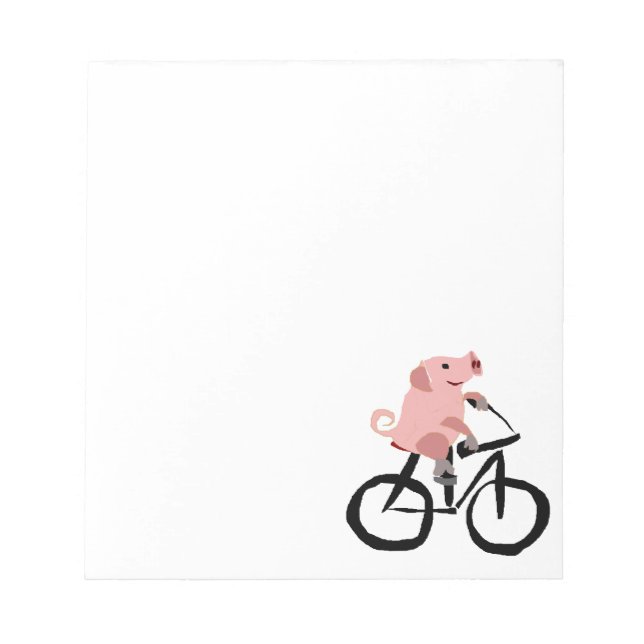 Funny Pink Pig Reiten Fahrrad Notizblock (Vorderseite)
