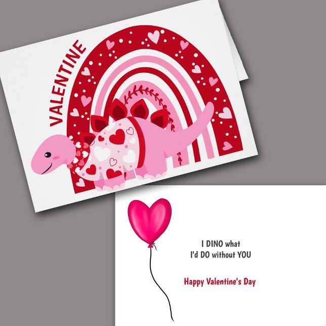 Funny Pink Rainbow Dinosaur Valentine (Von Creator hochgeladen)