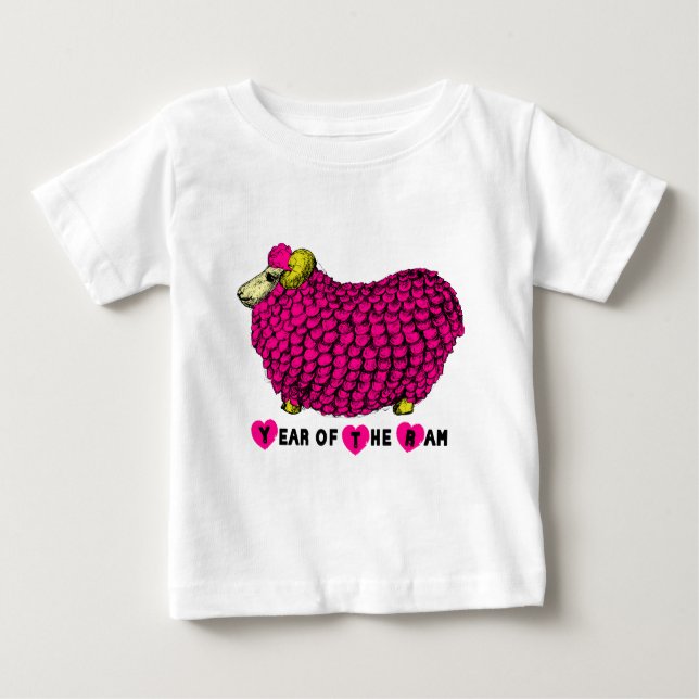 Funny Pink Ram Chinese New Year Zodiac B White T Baby T-shirt (Vorderseite)