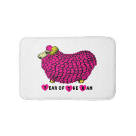 Funny Pink Ram Chinese Year Zodiac Bath Mat Badematte
