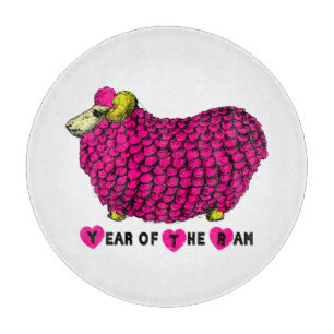 Funny Pink Ram Chinese Year Zodiac Cutting Board Schneidebrett