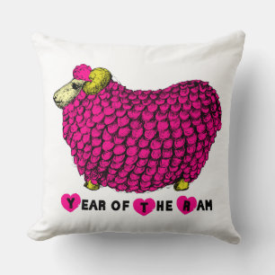 Funny Pink Ram Chinese Year Zodiac Square P Kissen