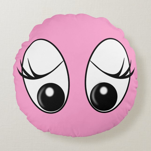 Funny Pink Round Kissen Überraschende Augen Ihre F (Vorderseite)