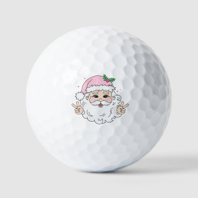 Funny Pink Santa Christmas Golfball (Vorderseite)