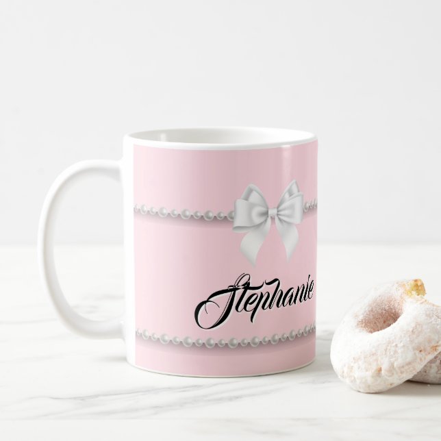 Funny Pink Tiffany Pearls Girls Name Kaffeemaschin Kaffeetasse (Mit Donut)