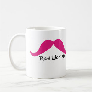 Funny Pink und Black Real Women Mustache Kaffeetasse