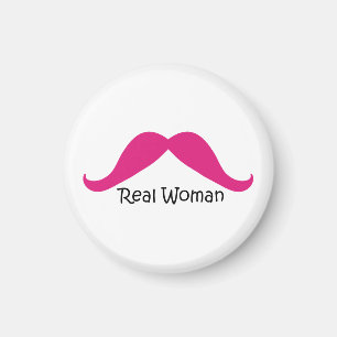 Funny Pink und Black Real Women Mustache Magnet