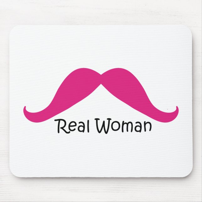 Funny Pink und Black Real Women Mustache Mousepad (Vorne)