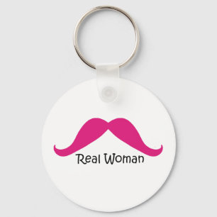 Funny Pink und Black Real Women Mustache Schlüsselanhänger
