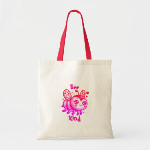 Funny Pink und Red BEE KIND Tragetasche