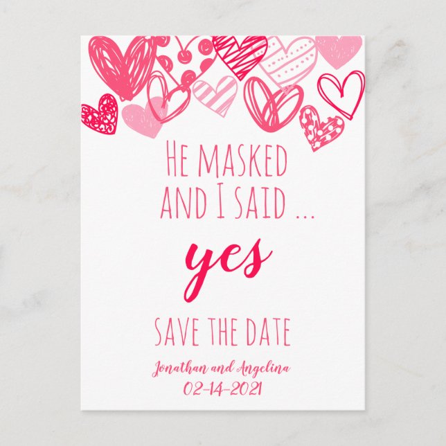 Funny Pink Valentine's Save the Date Ankündigungspostkarte (Vorderseite)
