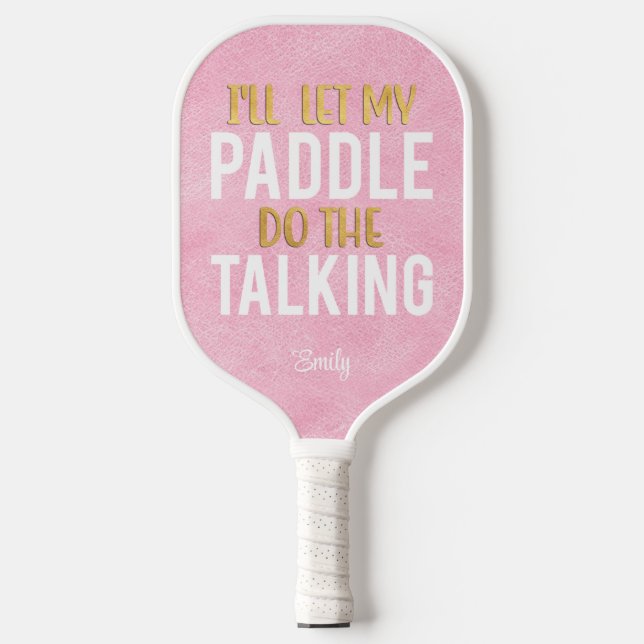 Funny Pink White Gold Pickleball Paddel Schläger (Vorderseite)