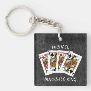 Funny Pinochle King auf schwarz Schlüsselanhänger