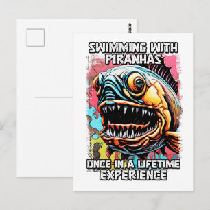 Funny Piranha Sprichwort Unglaublich witzig Schwim Postkarte