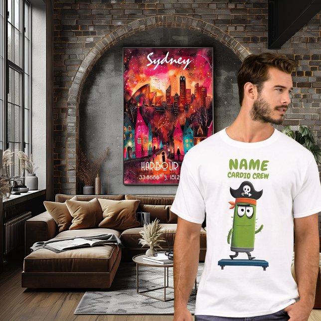 Funny Pirate Cactus Cardio Crew | Benutzerdefinier T-Shirt (Von Creator hochgeladen)