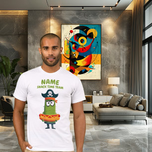 Funny Pirate Cactus Snack Time Team   Personalisie T-Shirt