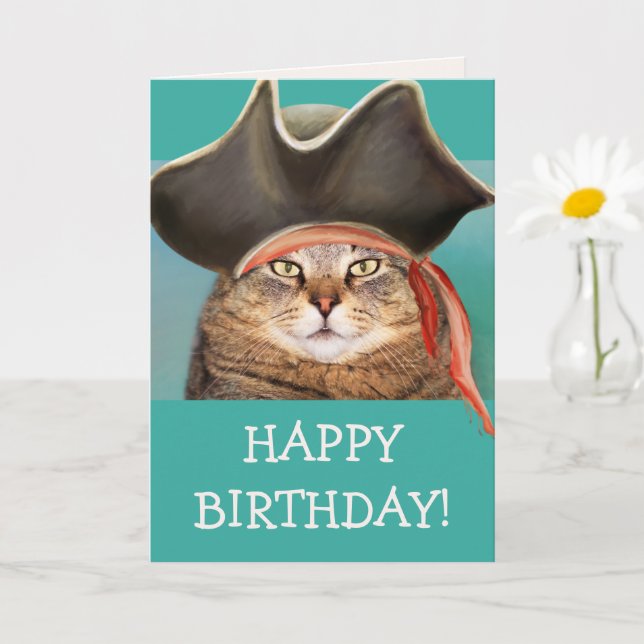 Funny Pirate Cat Birthday Karte (Kleine Pflanze)