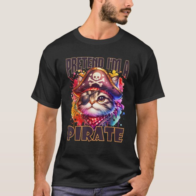 Funny Pirate Cat Illustration for Quirky Cat Lover T-Shirt (Vorderseite)