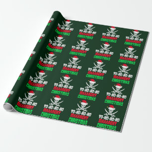 Funny Pirate Christmas Yo Ho Ho Ho Ho Green Holida Geschenkpapier
