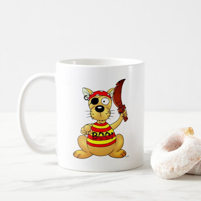 Funny Pirate Dog with Toy Sword Kaffeetasse (Mit Donut)