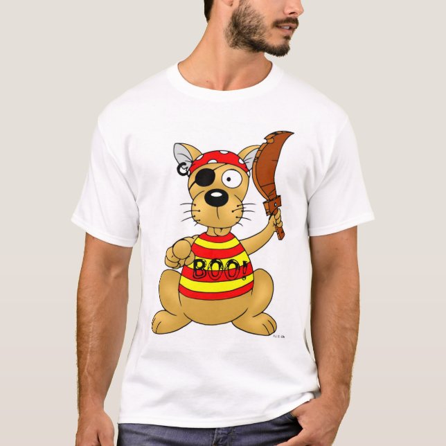 Funny Pirate Dog with Toy Sword T-Shirt (Vorderseite)