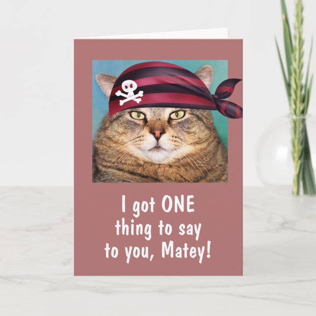 Funny Pirate Fat Cat Geburtstag Karte (Vorderseite)