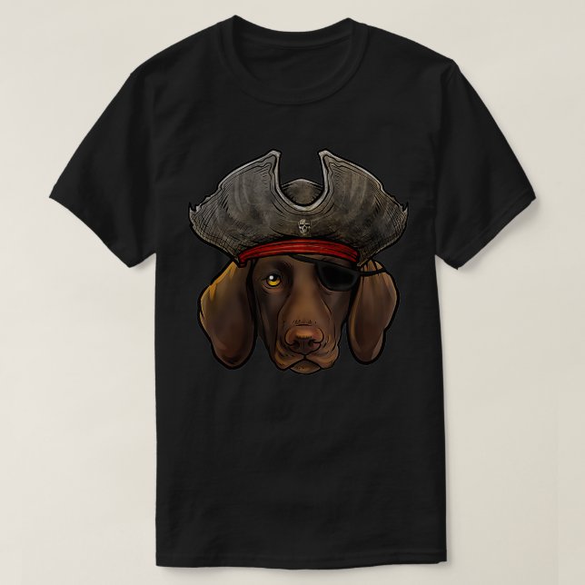 Funny Pirate German Kurzhaar Pointer Dog T-Shirt (Design vorne)