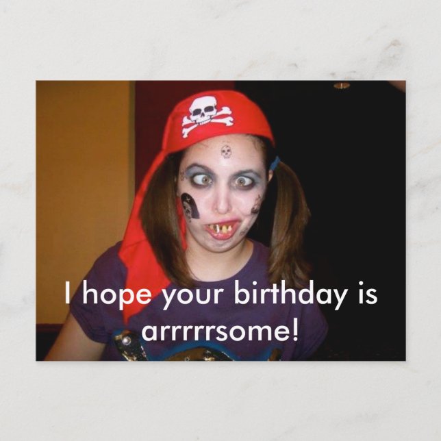 Funny Pirate Happy Birthday Postcard, Postcross Postkarte (Vorderseite)