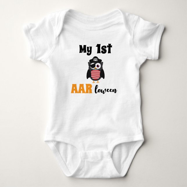 Funny Pirate Mein 1. Halloween Trick oder Treat Ba Baby Strampler (Vorderseite)