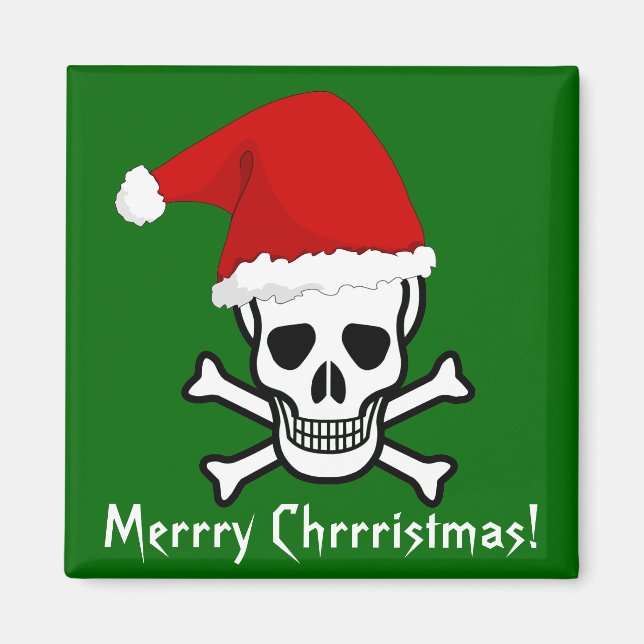 Funny Pirate Merry Christmas Gruß Arrgh Matey Magnet (Vorne)