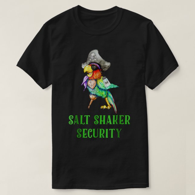Funny Pirate Parrot Salt Shaker Design T-Shirt (Design vorne)