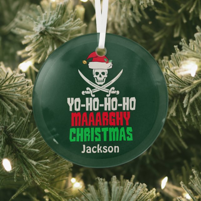 Funny Pirate Yo Ho Ho Ho Frohe Weihnachten Ornament Aus Glas (InSitu)