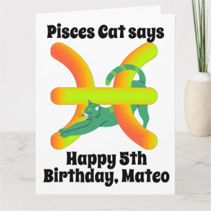 Funny Pisces Cat Personalisiert Geburtstagskarte Karte