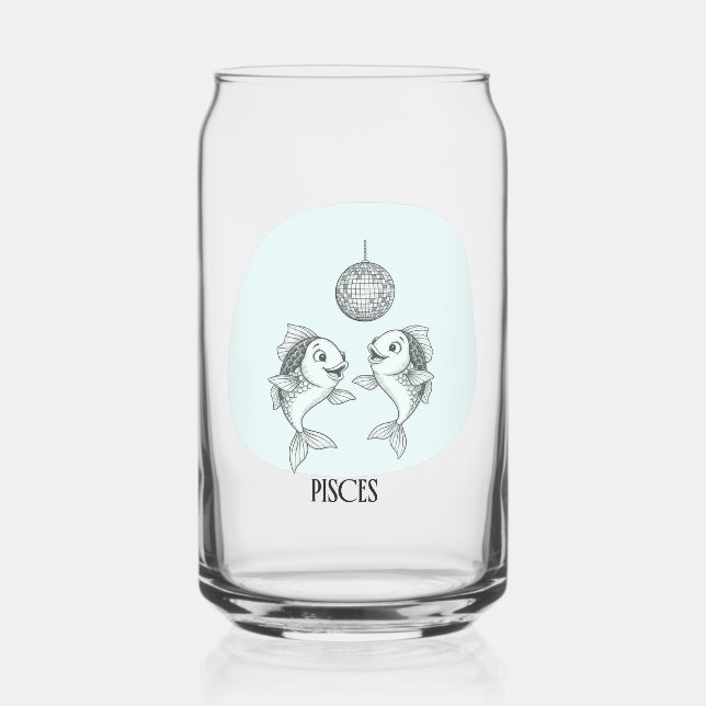 Funny Pisces Zodiac Disco Fish Drinkware Set Dosenglas (Vorderseite)