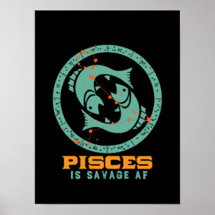 Funny Pisces Zodiac Star Sign Astrologie Geburtsta Poster