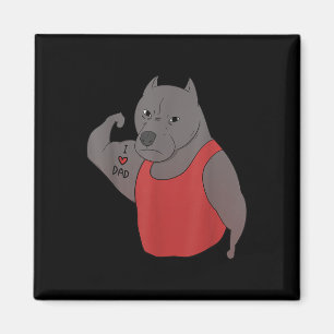Funny Pit Bull Dog I Liebe Vater Tattoo Lover Magnet