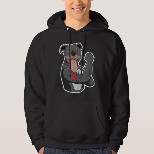 Funny Pit Bull Dog I Love Dad Tattoo Lovers Quotes Hoodie (Vorderseite)